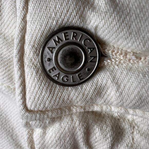 American Eagle Jeans Womens Size 12 Ivory Stretch Super High-Rise Baggy Wide Leg - Picture 11 of 16